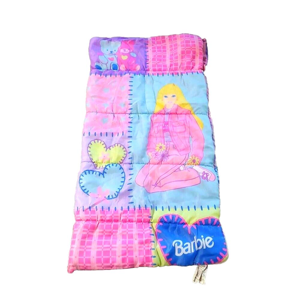 Vintage 1999 Mattel Girls Barbie Sleeping Bag 30" x 57" Child Sleepover Slumber